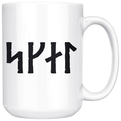 Norse Skál Runes White Ceramic Coffee Mug 15ozDrinkwareBlack Runes