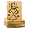 Norse Skál Viking Axe Wood Coasters x4Coasters