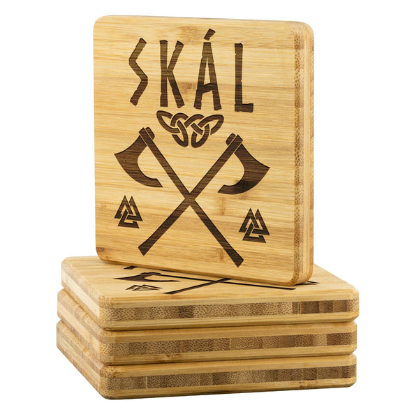 Norse Skál Viking Axe Wood Coasters x4Coasters