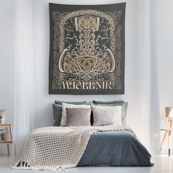 Norse Thors Hammer Mjollnir Wall TapestryTapestries