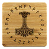 Norse Thors Hammer Mjolnir Elder Futhark Runes Bamboo Coasters 4piece SetCoastersBamboo Coaster - 4pc