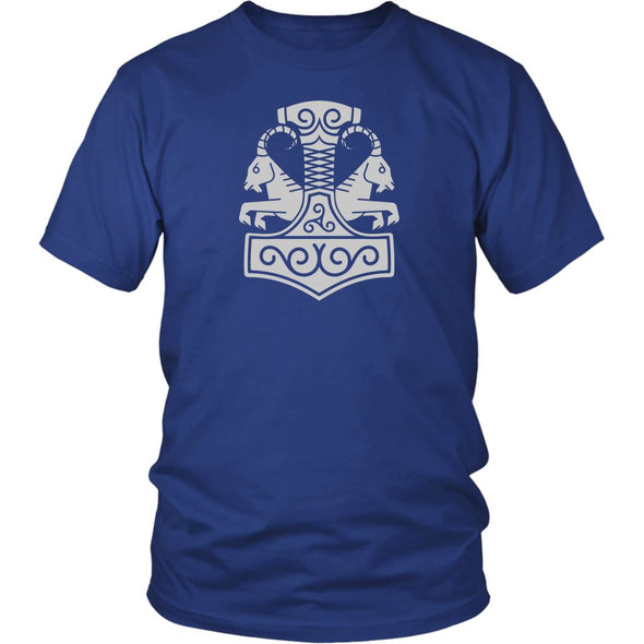 Norse Thor´s Hammer Mjolnir Goats Tanngrisnir Tanngnjóstr Cotton T-ShirtT-shirtDistrict Unisex ShirtRoyal BlueS