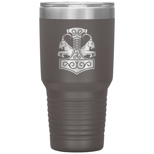 Norse Thor´s Hammer Mjolnir Goats Tanngrisnir Tanngnjóstr Etched Tumbler 30ozTumblersPewter