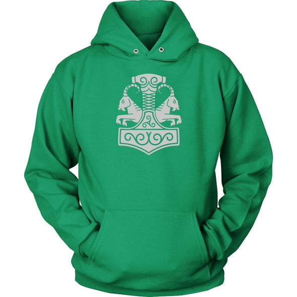 Norse Thor´s Hammer Mjolnir Goats Tanngrisnir Tanngnjóstr HoodieT-shirtUnisex HoodieKelly GreenS