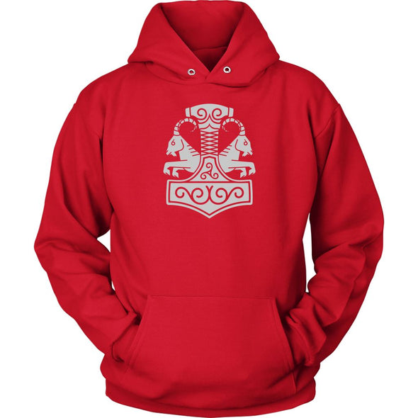 Norse Thor´s Hammer Mjolnir Goats Tanngrisnir Tanngnjóstr HoodieT-shirtUnisex HoodieRedS