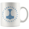 Norse Thors Hammer Mjolnir Runes White Ceramic Coffee Mug 11ozDrinkwareBlue Design