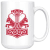 Norse Thor´s Hammer Mjolnir Viking Tanngrisnir Tanngnjóstr White Ceramic Coffee Mug 15ozDrinkwareRed Design