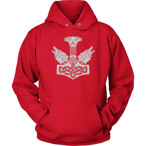 Norse Thors Hammer Mjolnir Wolves HoodieT-shirtUnisex HoodieRedS