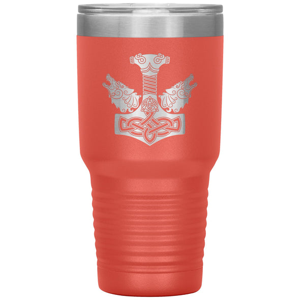 Norse Thors Hammer Mjolnir Wolves Viking Etched Tumbler 30ozTumblersCoral