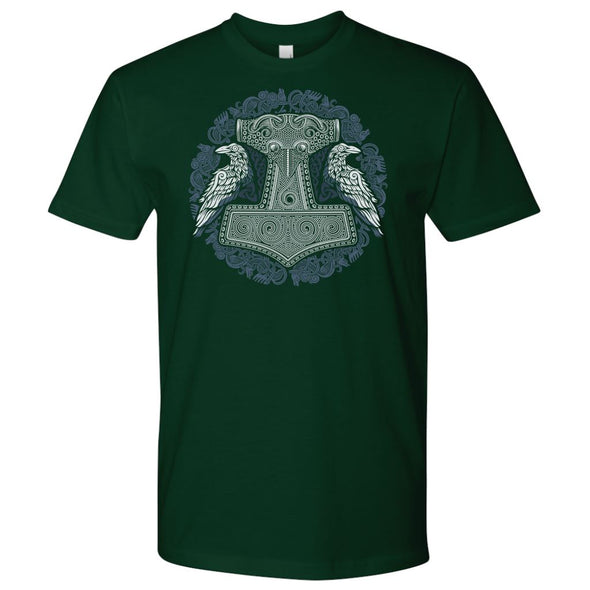 Norse Thors Hammer Raven T-ShirtT-shirtNext Level Mens ShirtForest GreenS