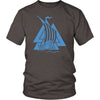 Norse Valknut Blue Viking Ship Cotton T-ShirtT-shirtDistrict Unisex ShirtHeather BrownS