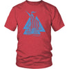 Norse Valknut Blue Viking Ship Cotton T-ShirtT-shirtDistrict Unisex ShirtHeather RedS