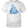Norse Valknut Blue Viking Ship Cotton T-ShirtT-shirtDistrict Unisex ShirtWhiteS