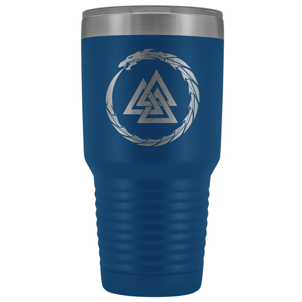 Norse Valknut Dragon Etched Tumbler 30ozTumblersBlue