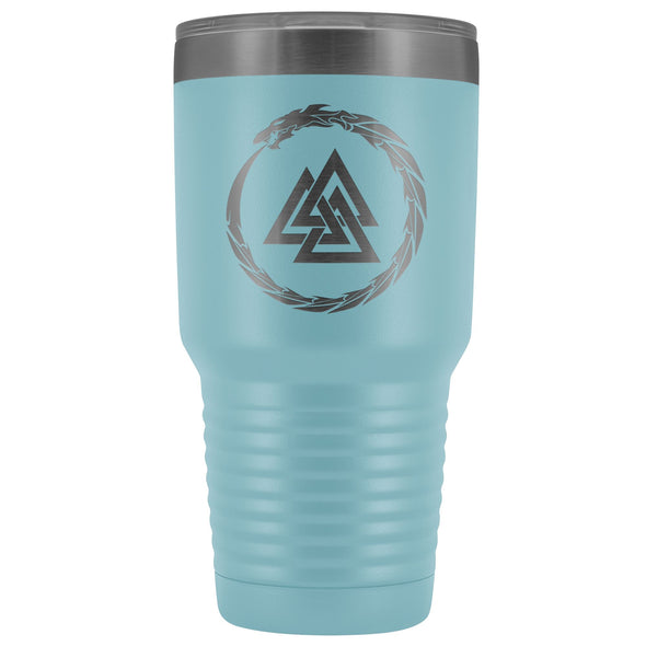 Norse Valknut Dragon Etched Tumbler 30ozTumblersLight Blue