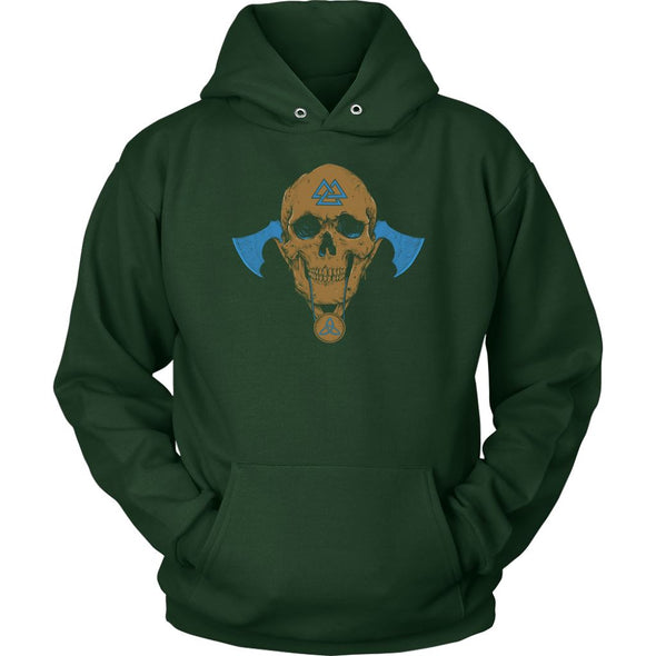 Norse Valknut Pagan Skull HoodieT-shirtUnisex HoodieDark GreenS