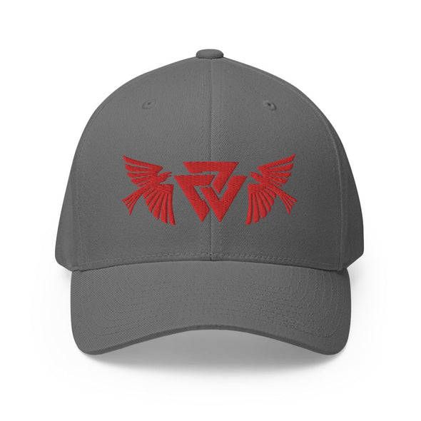 Norse Valknut Ravens Viking Embroidered Flexfit CapGreyS/M