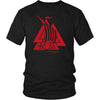 Norse Valknut Red Viking Ship Cotton T-ShirtT-shirtDistrict Unisex ShirtBlackS