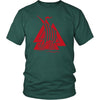 Norse Valknut Red Viking Ship Cotton T-ShirtT-shirtDistrict Unisex ShirtDark GreenS