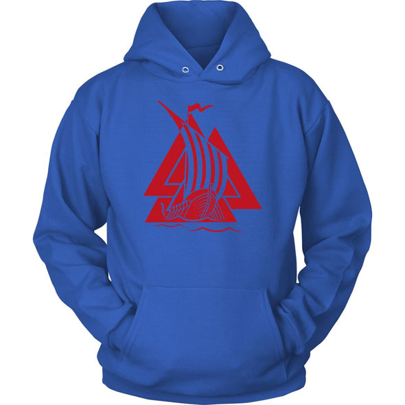 Norse Valknut Red Viking Ship HoodieT-shirtUnisex HoodieRoyal BlueS