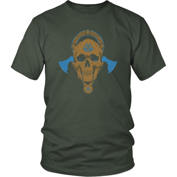 Norse Valknut Skull T-ShirtT-shirtDistrict Unisex ShirtOliveS