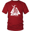 Norse Valknut Viking Ship Cotton T-ShirtT-shirtDistrict Unisex ShirtRedS