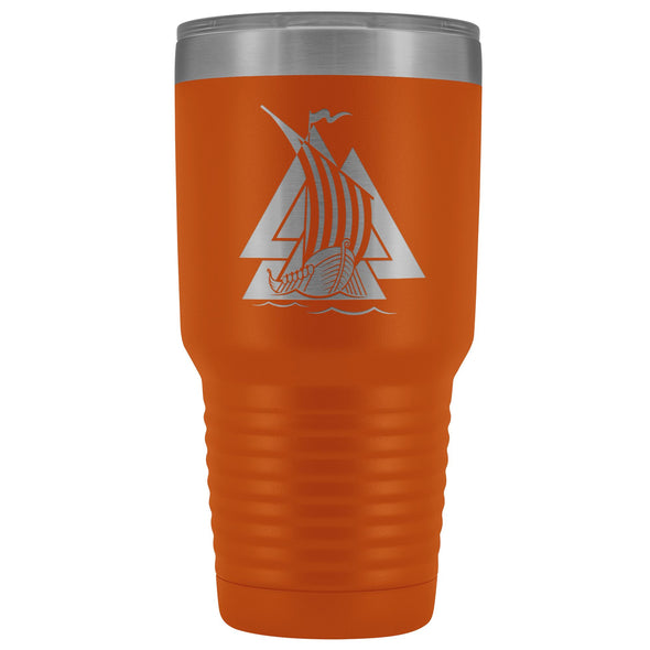 Norse Valknut Viking Ship Etched Tumbler 30ozTumblersOrange