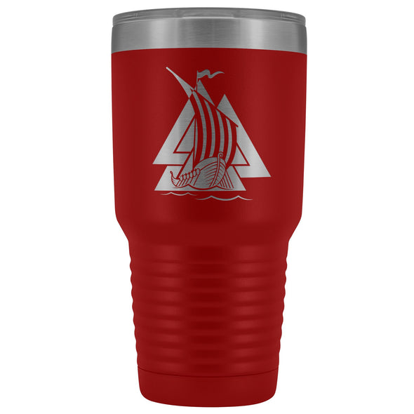 Norse Valknut Viking Ship Etched Tumbler 30ozTumblersRed