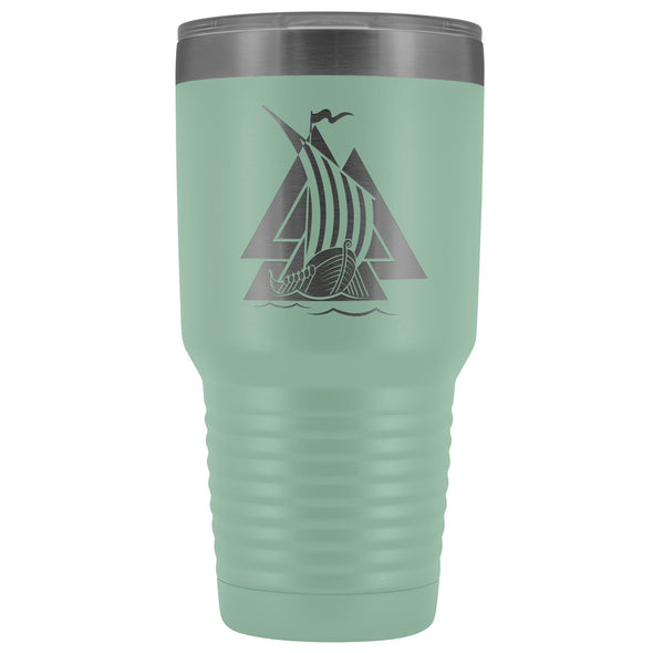 Norse Valknut Viking Ship Etched Tumbler 30ozTumblersTeal