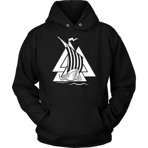 Norse Valknut Viking Ship HoodieT-shirtUnisex HoodieBlackS