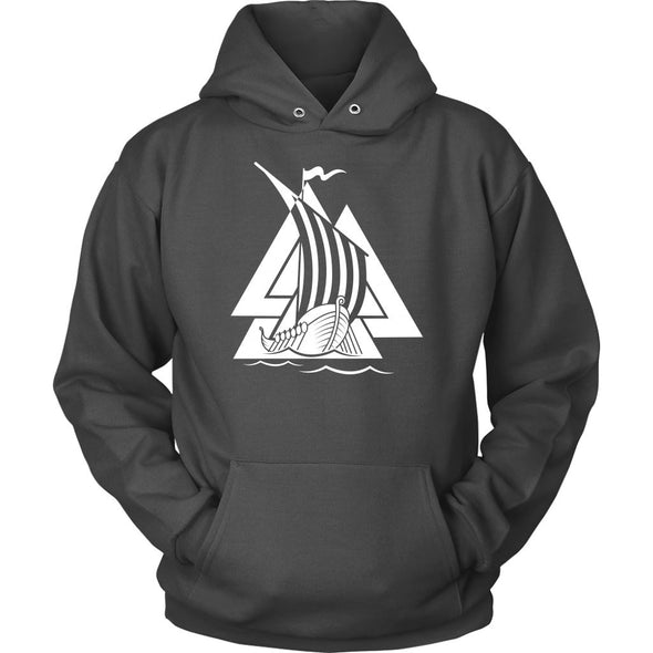 Norse Valknut Viking Ship HoodieT-shirtUnisex HoodieCharcoalS
