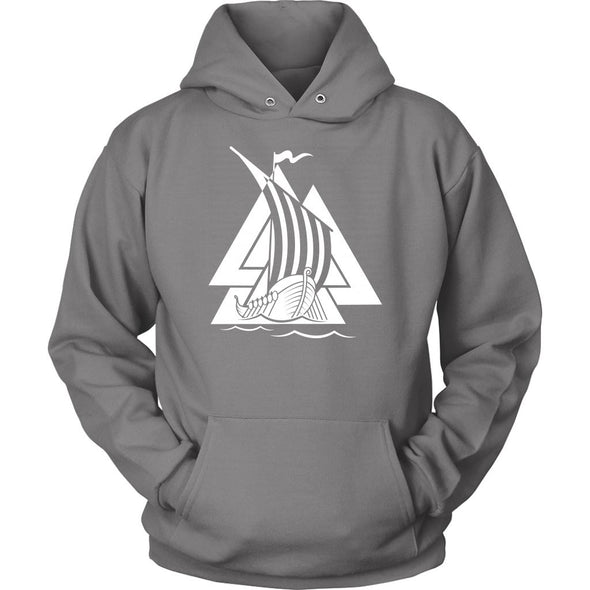 Norse Valknut Viking Ship HoodieT-shirtUnisex HoodieGreyS