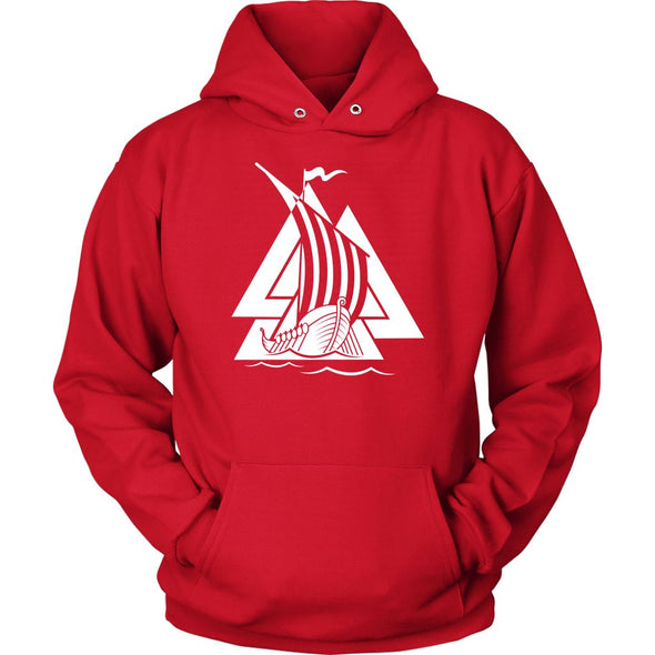 Norse Valknut Viking Ship HoodieT-shirtUnisex HoodieRedS