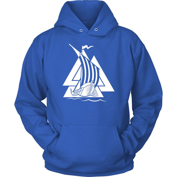 Norse Valknut Viking Ship HoodieT-shirtUnisex HoodieRoyal BlueS