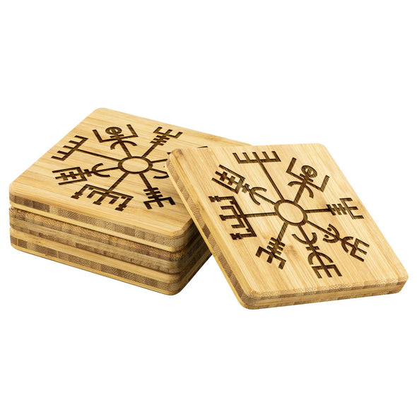 Norse Vegisir Compass Wood Coasters x4Coasters