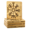 Norse Vegisir Compass Wood Coasters x4Coasters