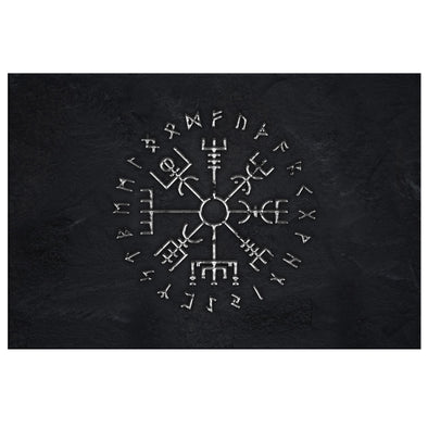 Norse Vegvisir Black Stone Gallery Canvas Wall ArtCanvas Wall Art 38 x 12