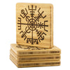 Norse Vegvisir Compass Bamboo Coaster 4piece SetCoasters