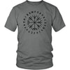 Norse Vegvisir Elder Futhark Black Runes Cotton T-ShirtT-shirtDistrict Unisex ShirtGreyS