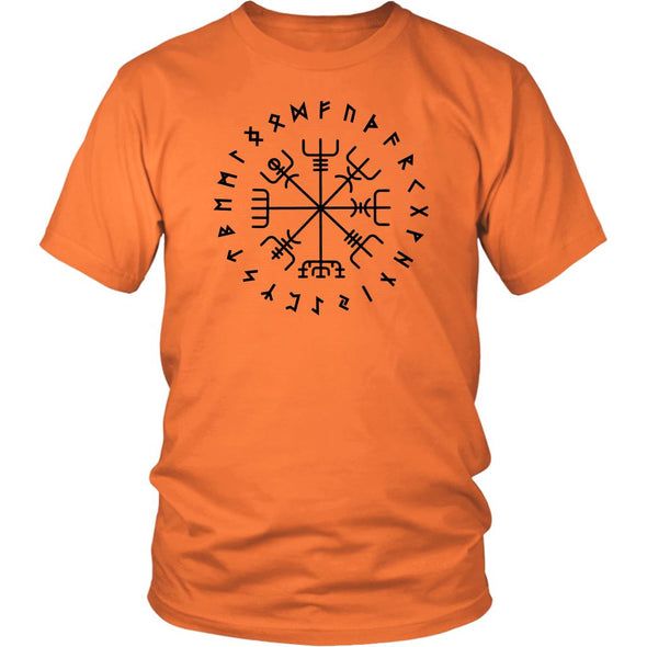 Norse Vegvisir Elder Futhark Black Runes Cotton T-ShirtT-shirtDistrict Unisex ShirtOrangeS
