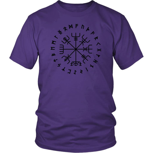 Norse Vegvisir Elder Futhark Black Runes Cotton T-ShirtT-shirtDistrict Unisex ShirtPurpleS