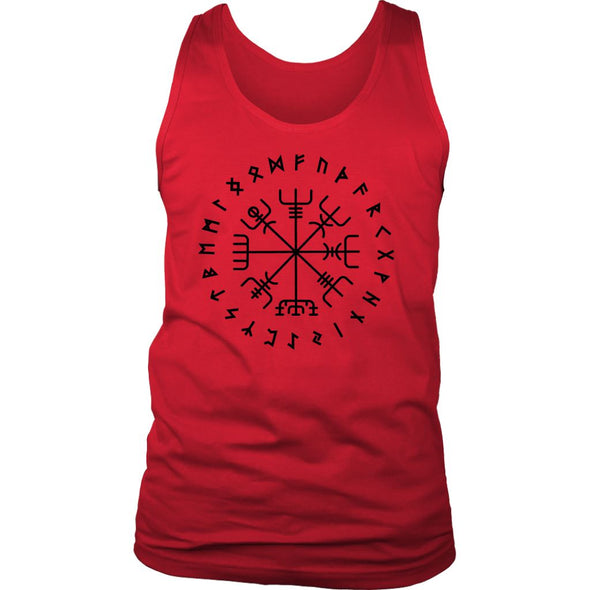 Norse Vegvisir Elder Futhark Black Runes Mens Tank TopT-shirtDistrict Mens TankRedS