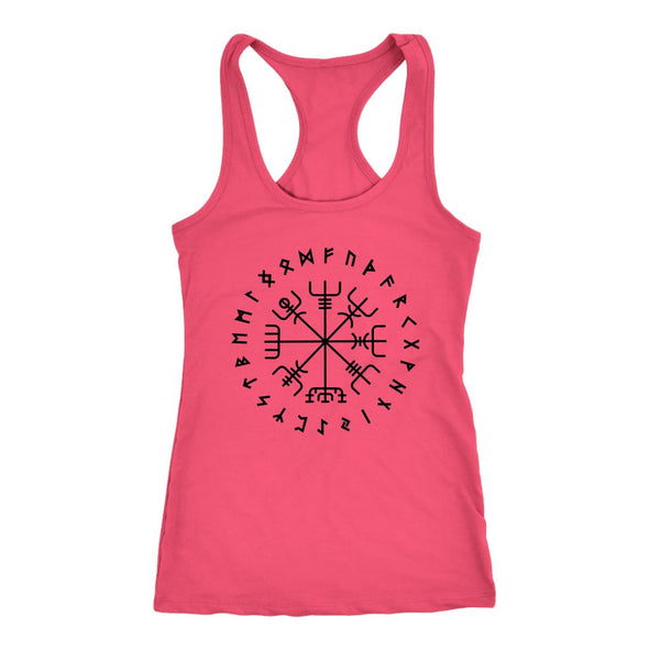 Norse Vegvisir Elder Futhark Black Runes Racerback TankT-shirtNext Level Racerback TankHot PinkXS