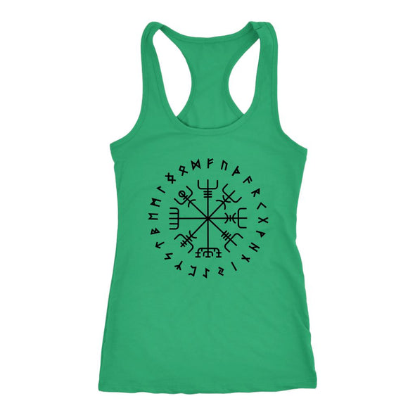 Norse Vegvisir Elder Futhark Black Runes Racerback TankT-shirtNext Level Racerback TankKellyXS