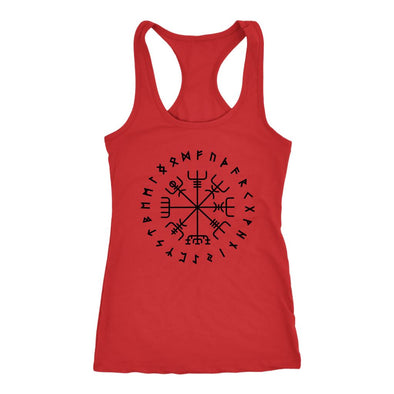 Norse Vegvisir Elder Futhark Black Runes Racerback TankT-shirtNext Level Racerback TankRedXS