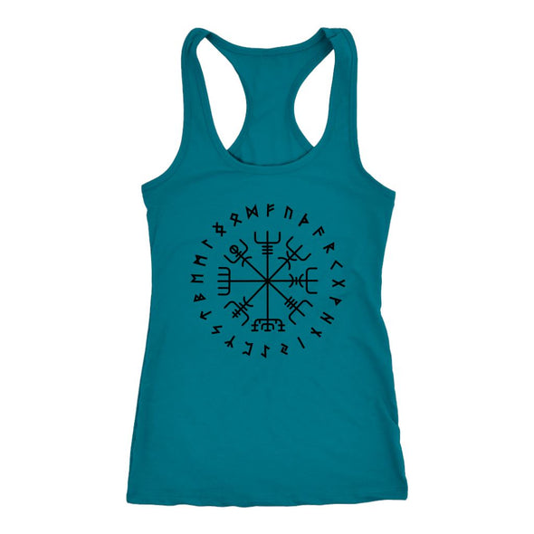 Norse Vegvisir Elder Futhark Black Runes Racerback TankT-shirtNext Level Racerback TankTurquoiseXS