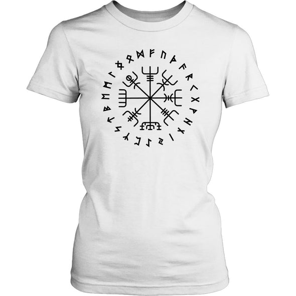 Norse Vegvisir Elder Futhark Black Runes Womens T-ShirtT-shirtDistrict Womens ShirtWhiteXS