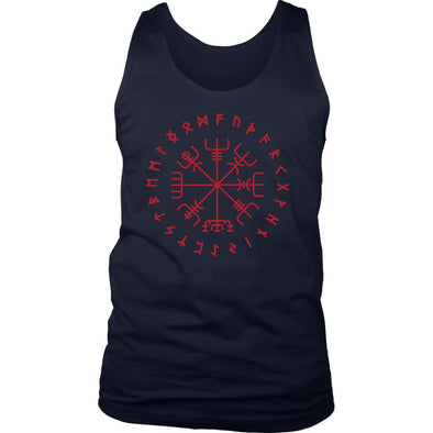 Norse Vegvisir Elder Futhark Red Runes Mens Tank TopT-shirtDistrict Mens TankNavyS