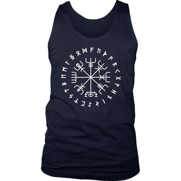 Norse Vegvisir Elder Futhark Runes Mens Tank TopT-shirtDistrict Mens TankNavyS