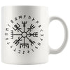 Norse Vegvisir Elder Futhark Runes White Ceramic Coffee Mug 11ozDrinkwareBlack Design